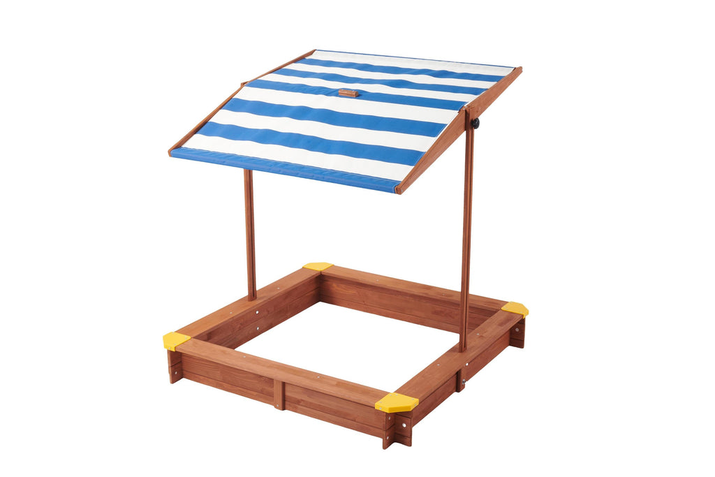 Kids Sandbox with Cover, 46' Wooden Sand Box w/Adjustable Canopy, Large Outdoor Cedar Sandpit for Backyard Play