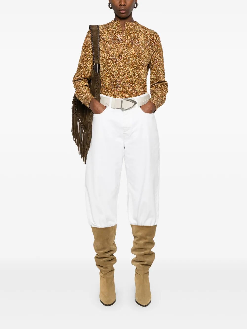 Isabel Marant Women Sima Mosaic Print Silk Blouse