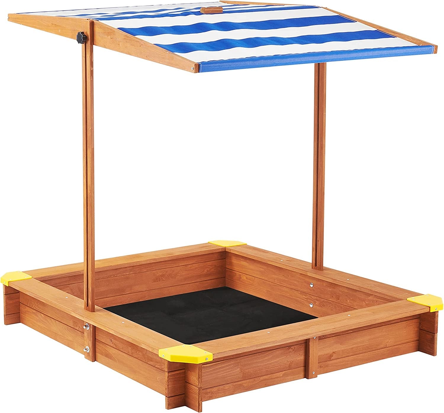 Kids Sandbox with Cover, 46' Wooden Sand Box w/Adjustable Canopy, Large Outdoor Cedar Sandpit for Backyard Play