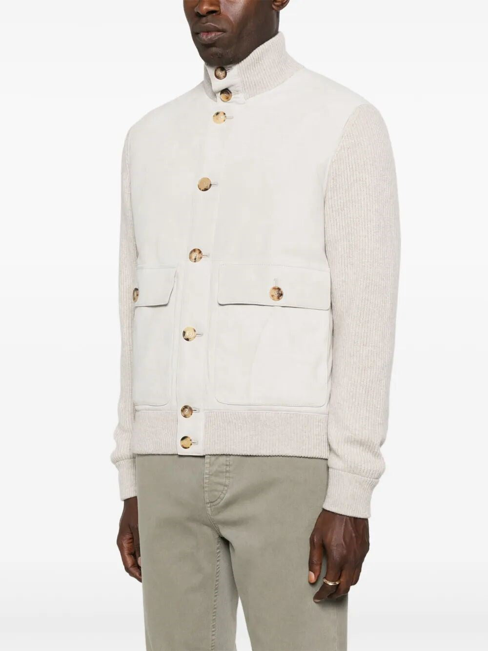 Brunello Cucinelli Men Padded Leather Jacket