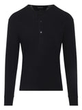 Tom Ford Men Henley Cotton Stretch Ribbed Long Sleeved T-Shirt