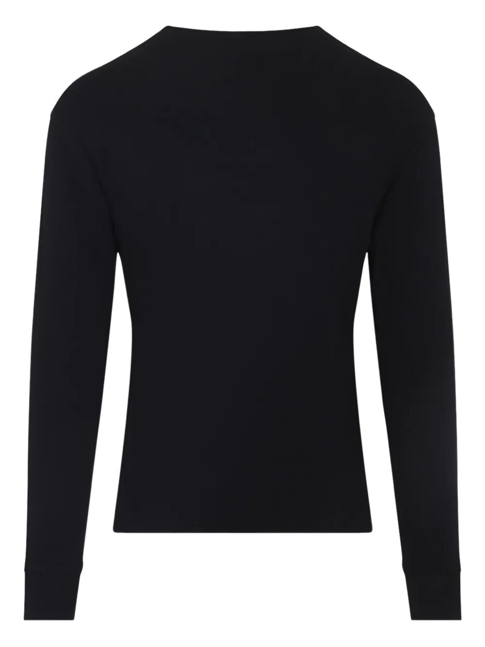 Tom Ford Men Henley Cotton Stretch Ribbed Long Sleeved T-Shirt