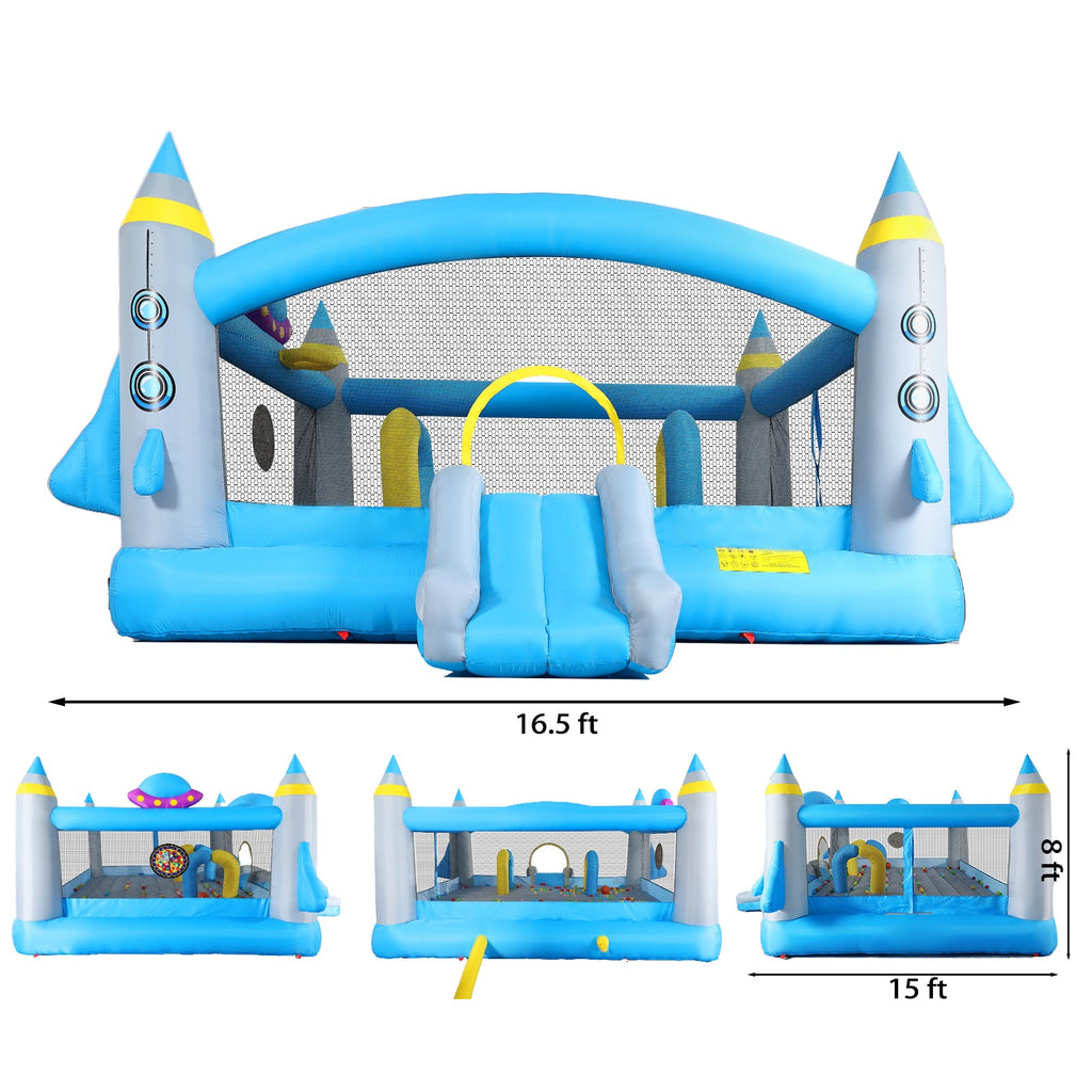 Multifunctional Jump 'n Slide Inflatable Bouncer for Kids Complete Setup with Blower - 198' x 180' Play Area - 96' Tall