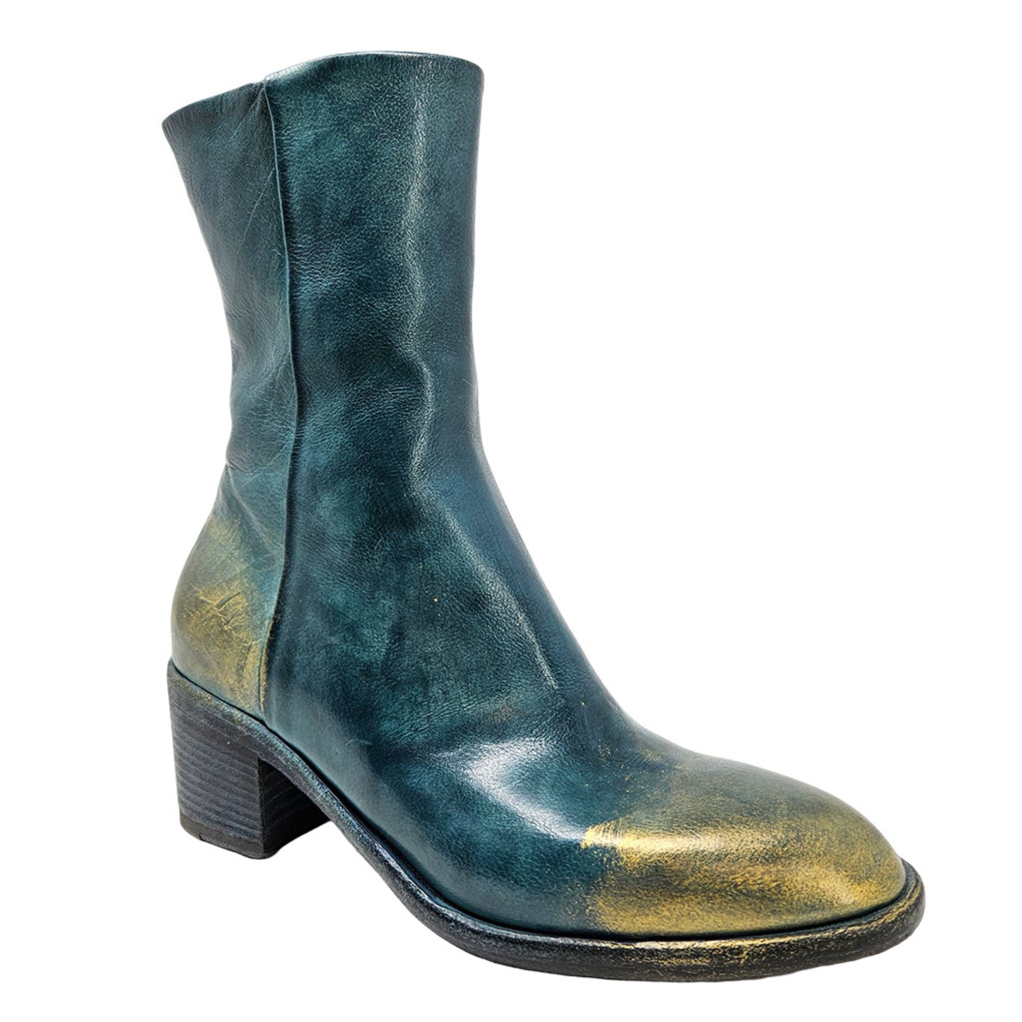Teal Hand Rubbed Ankle Boot