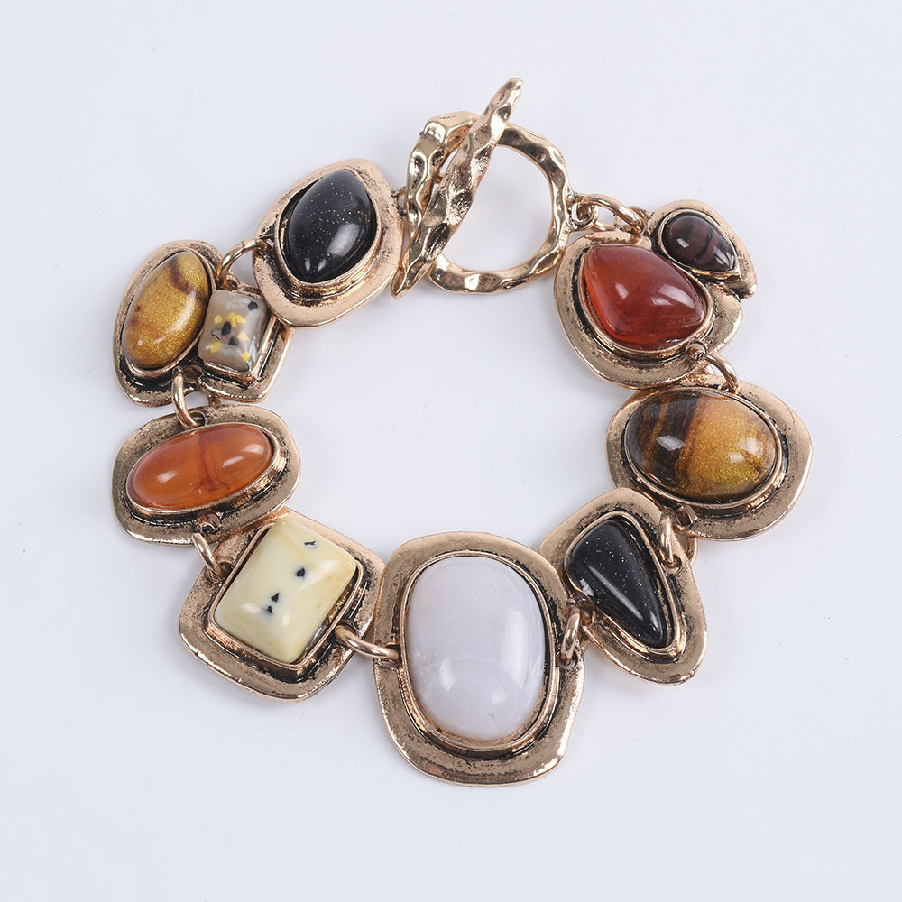 Bracelet Trendy Unique Geometric Abstract Metal Stone Wristband Bracelet