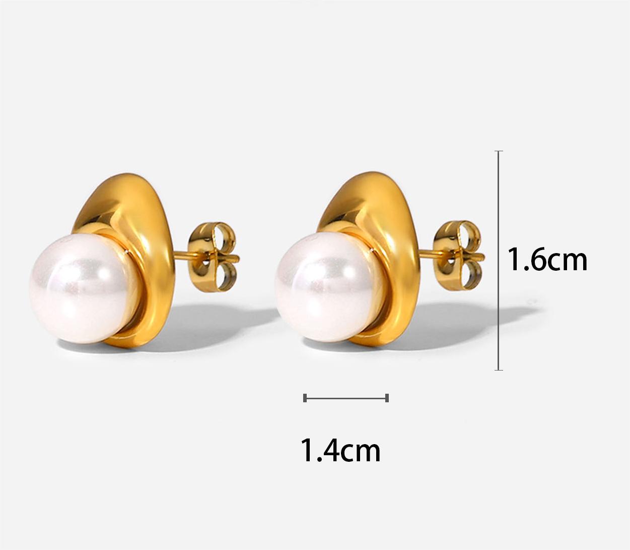 18K Gold Stainless Steel Earrings Personality Pearl Earring Eardrop Women Jewelry Accessories