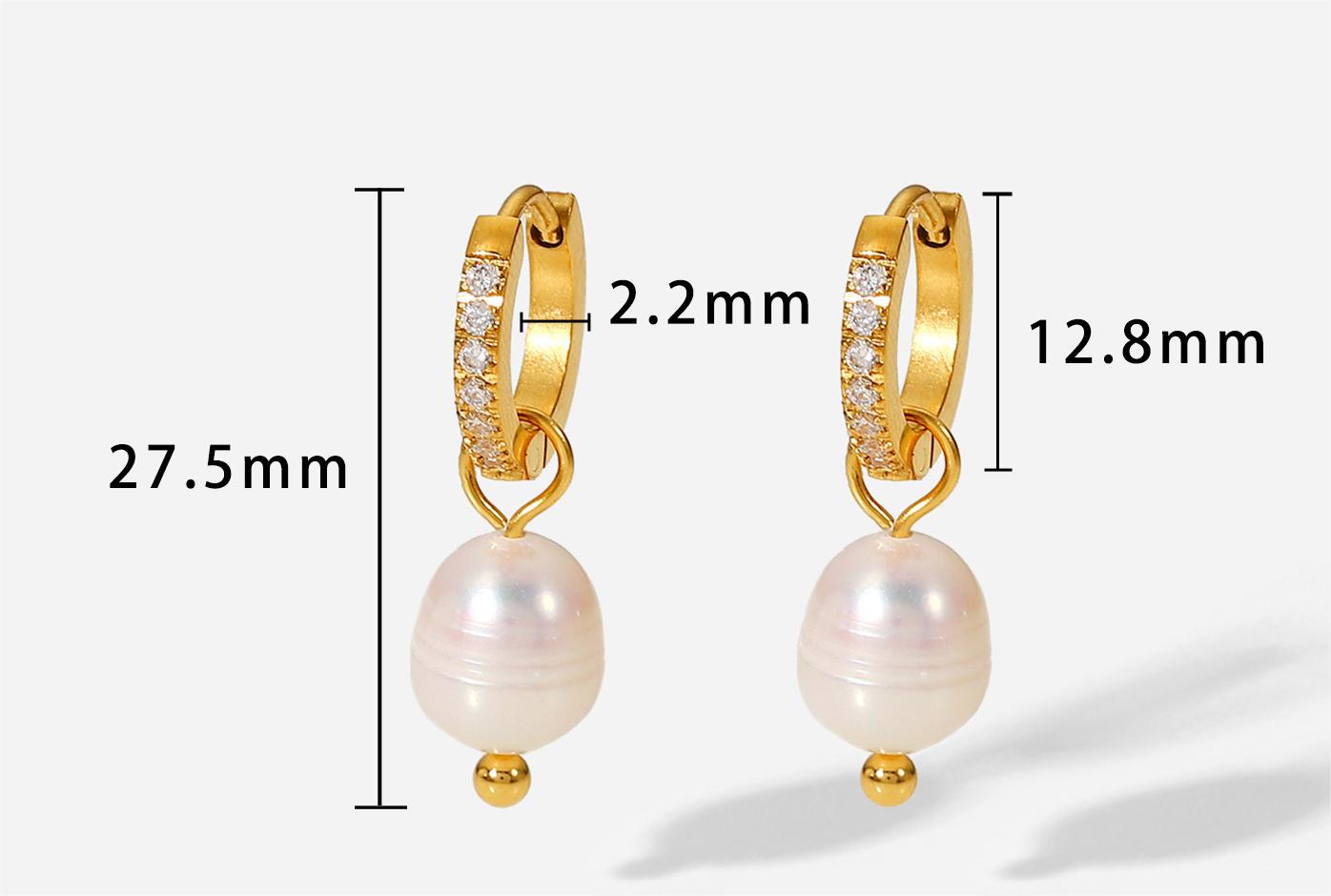 18K Gold Stainless Steel Earrings Personality Pearl Earring Eardrop Women Jewelry Accessories