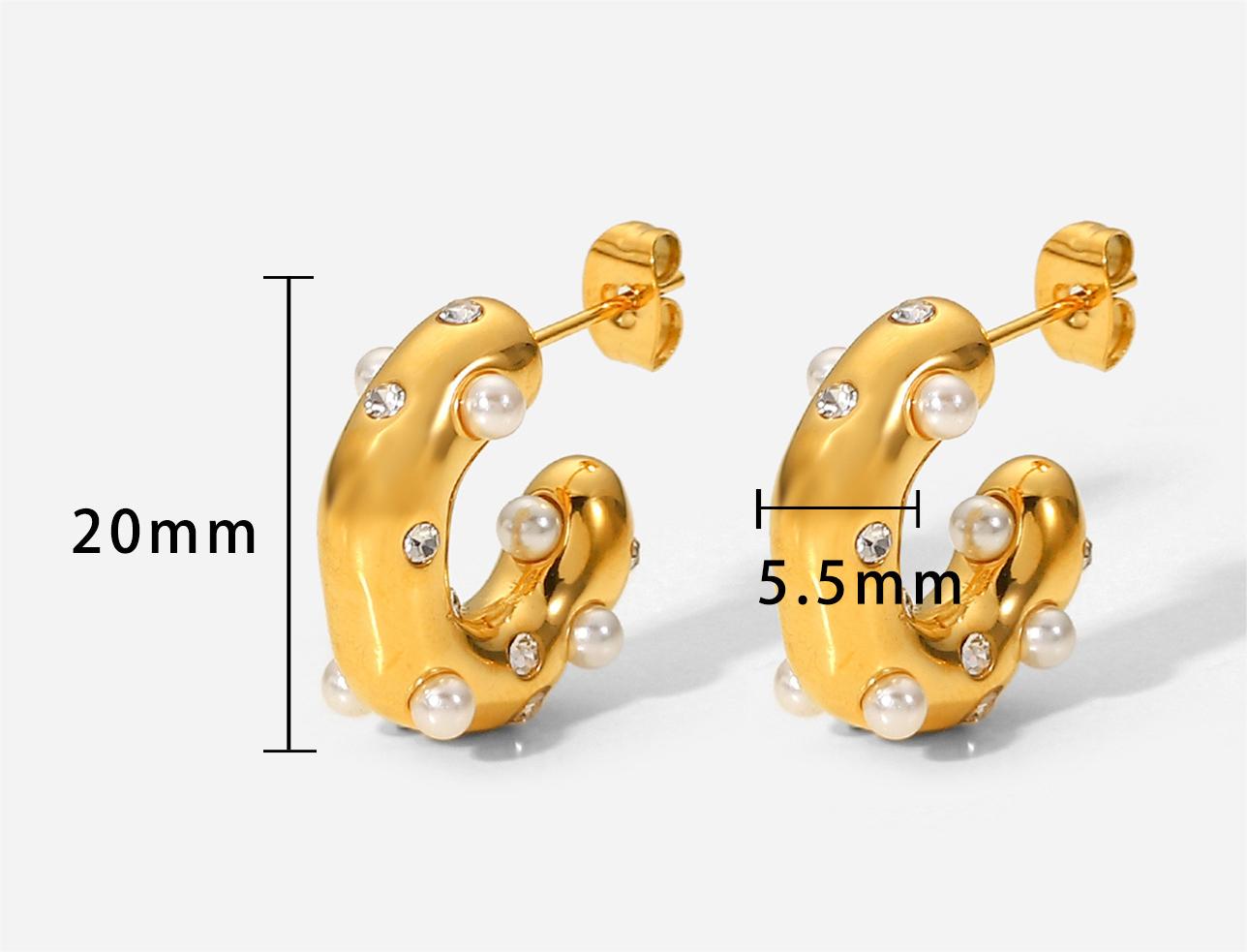 18K Gold Stainless Steel Earrings Personality Pearl Earring Eardrop Women Jewelry Accessories