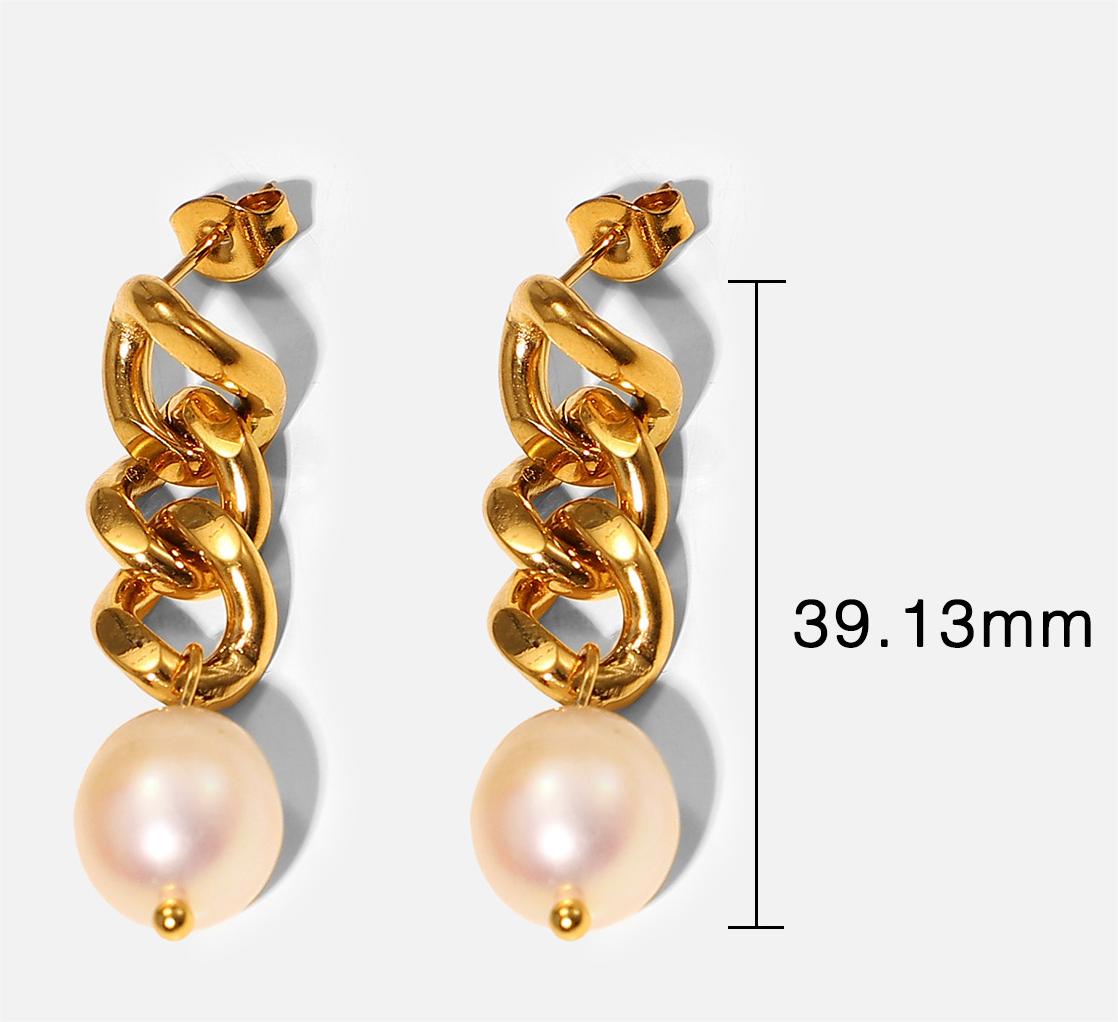 18K Gold Stainless Steel Earrings Personality Pearl Earring Eardrop Women Jewelry Accessories