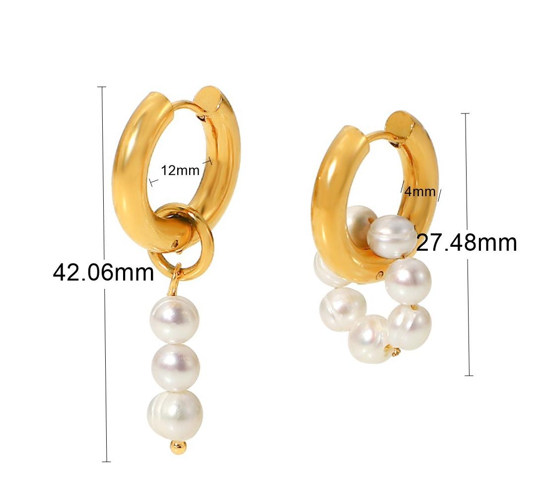 18K Gold Stainless Steel Earrings Personality Pearl Earring Eardrop Women Jewelry Accessories
