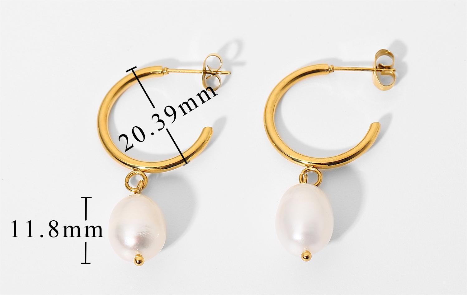 18K Gold Stainless Steel Earrings Personality Pearl Earring Eardrop Women Jewelry Accessories