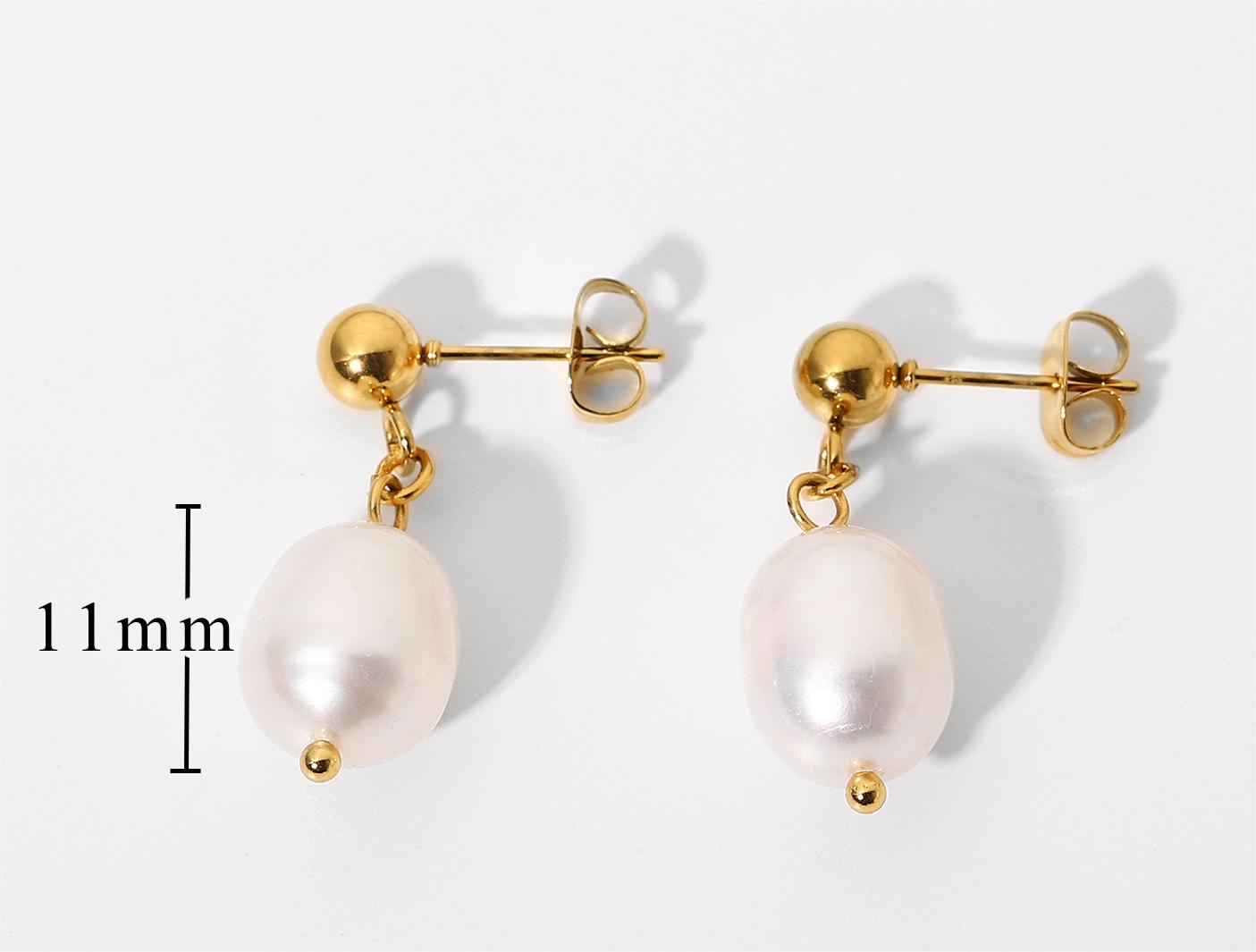 18K Gold Stainless Steel Earrings Personality Pearl Earring Eardrop Women Jewelry Accessories