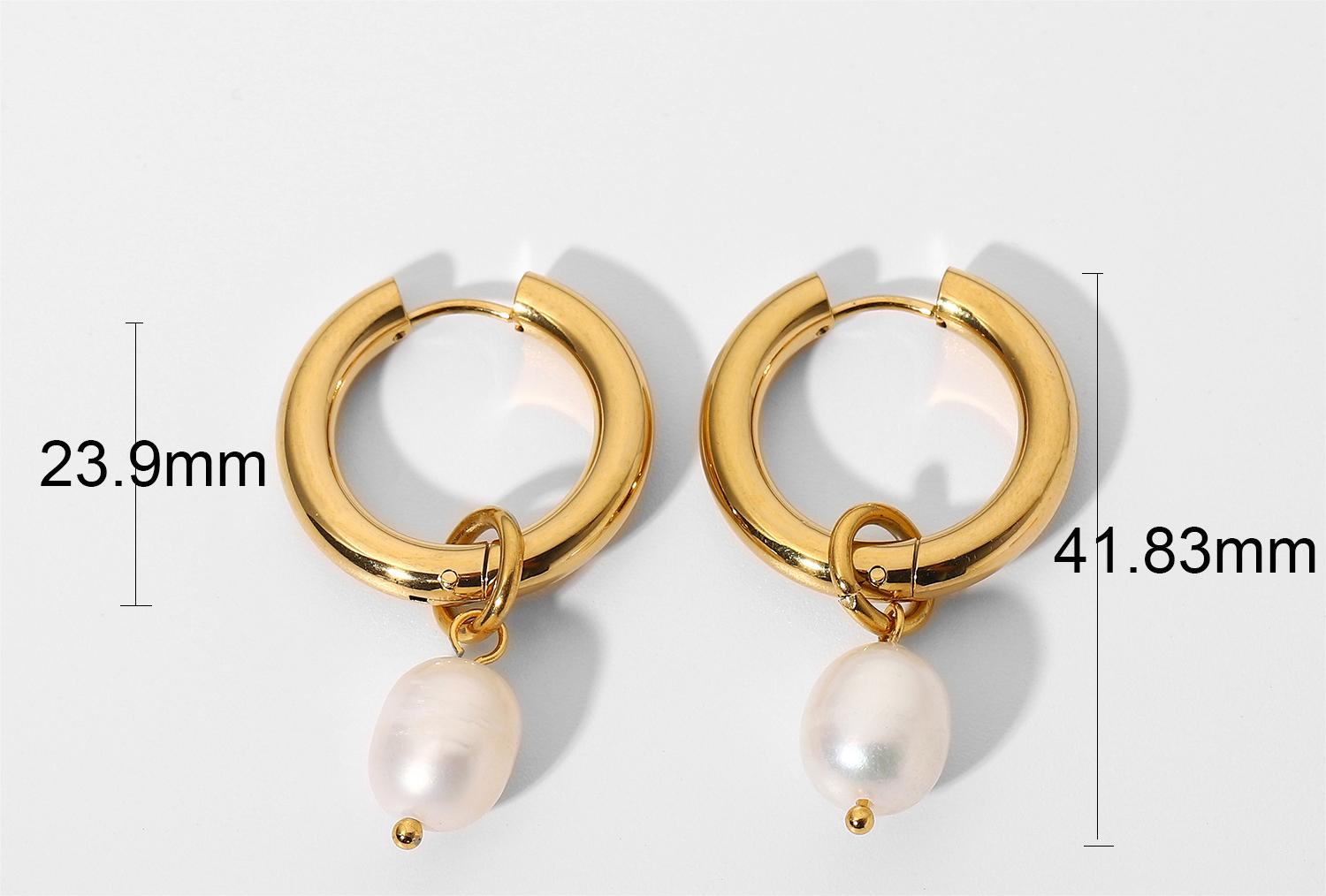 18K Gold Stainless Steel Earrings Personality Pearl Earring Eardrop Women Jewelry Accessories