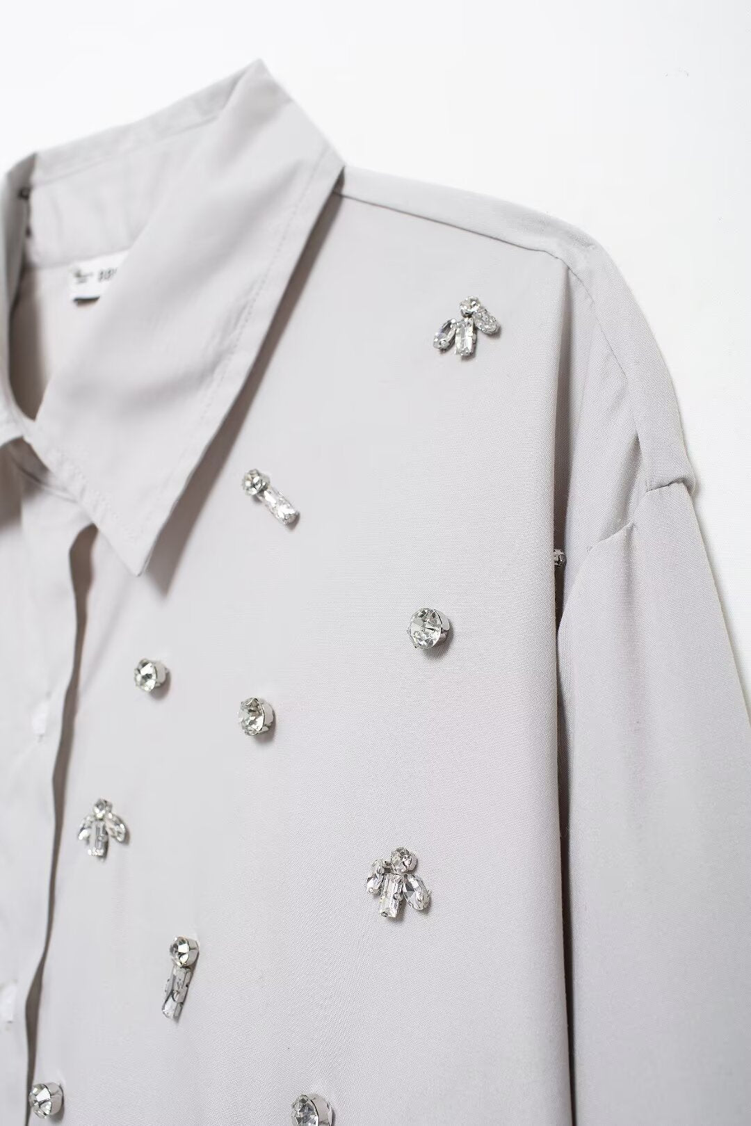 Autumn Artificial Jewelry Decoration Poplin Shirt Casual Shorts Women Suit