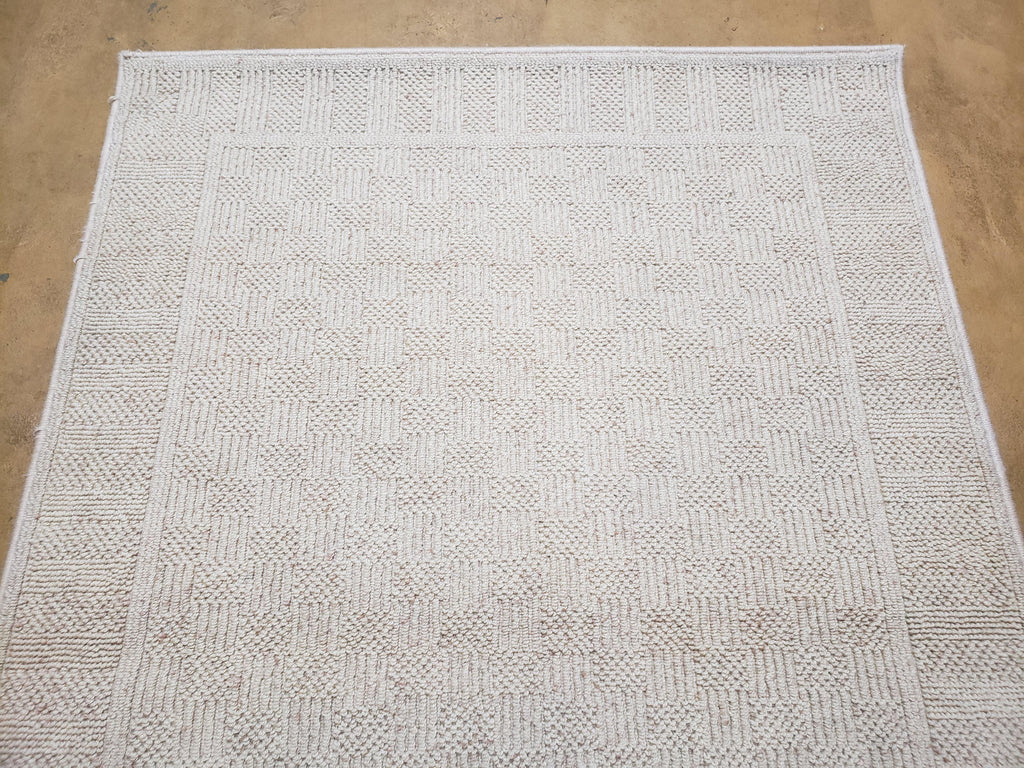 3x5 Karastan Rug Chaumiere Collection, Kara-Loc, Design #291/9866, Creme Color, Textured Squares II Patern, 3'6" x 5' 3" Carpet