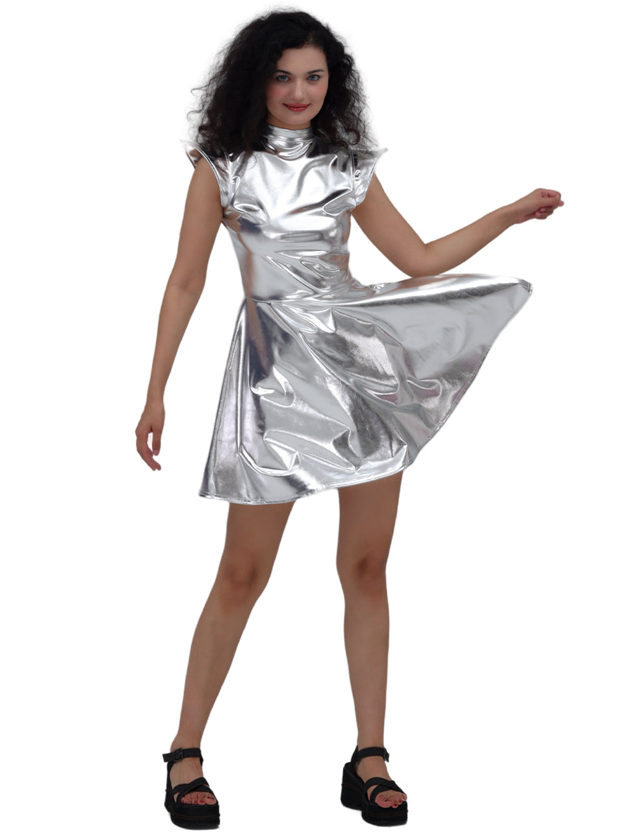 Arrival Halloween Costume Bronzing Patent Leather Solid Color Sexy Party Dress Performance Costume Accessories