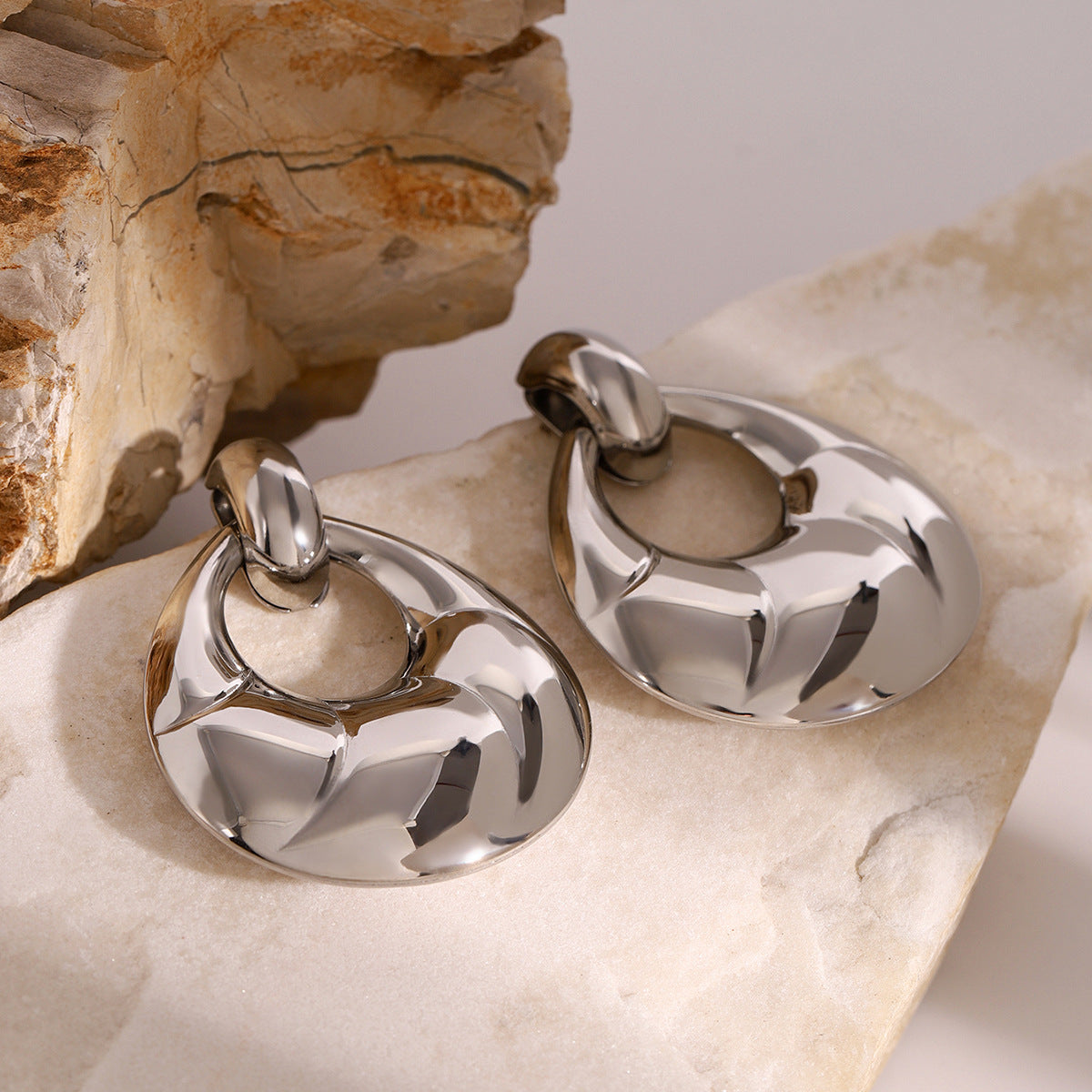 Stainless Steel Studs High Grade Niche Exaggerated Earrings Titanium Steel Ear Rings Earrings Women