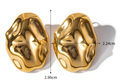 18K Gold Plated Stainless Steel Irregular Asymmetric Hammered Stud Earrings Women Non Fading Earrings