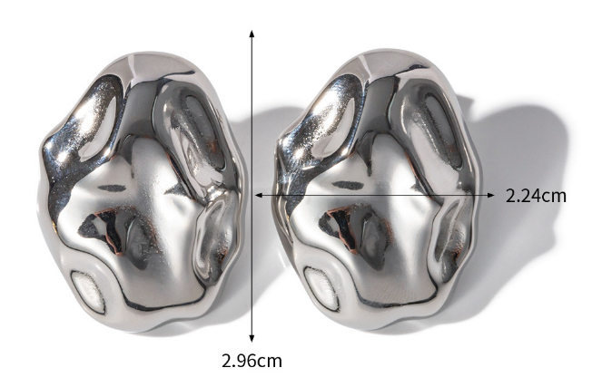 18K Gold Plated Stainless Steel Irregular Asymmetric Hammered Stud Earrings Women Non Fading Earrings