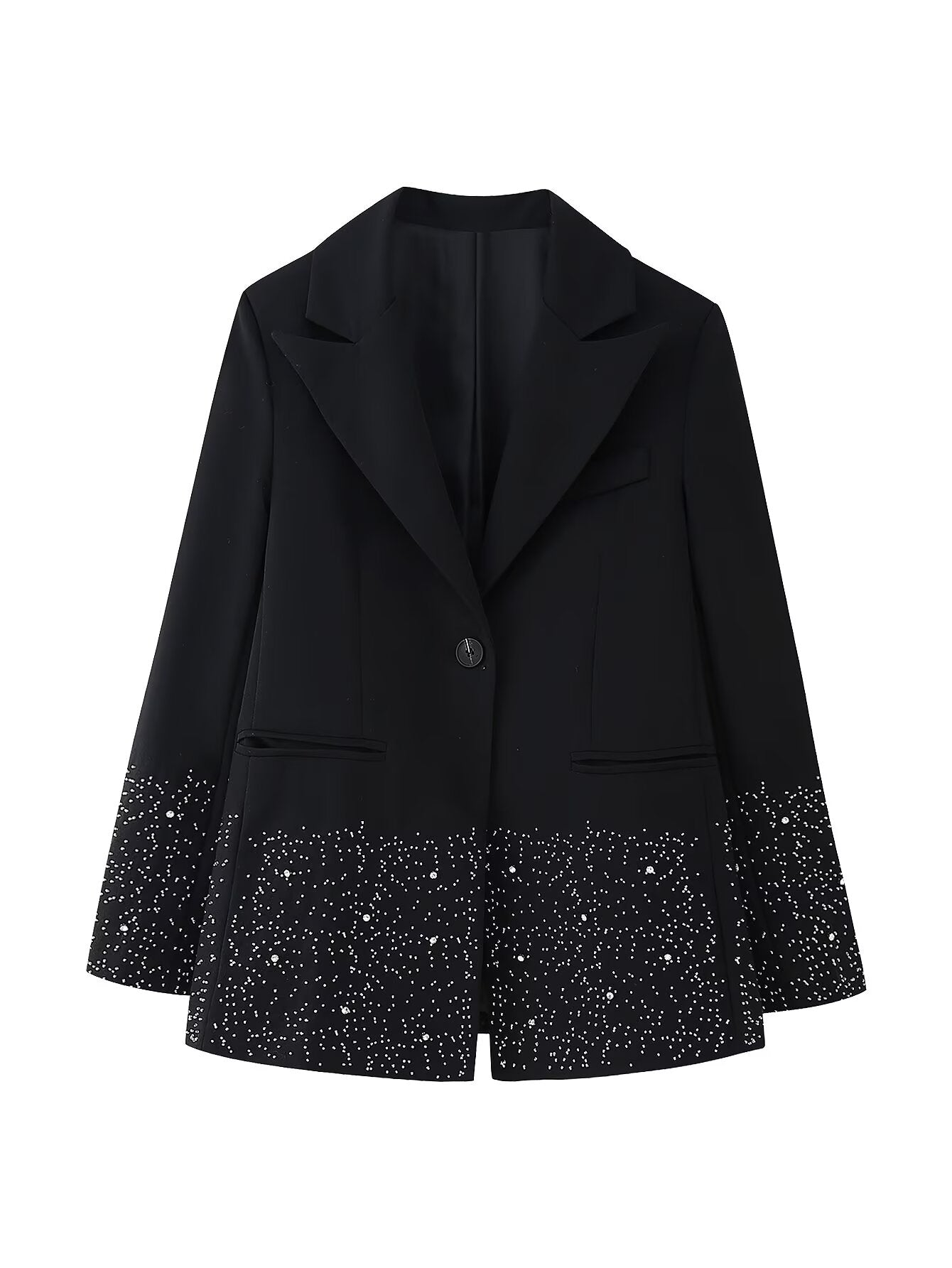 Spring Women Casual Artificial Jewelry Inlaid Embroidered Blazer High Waist Shorts Set