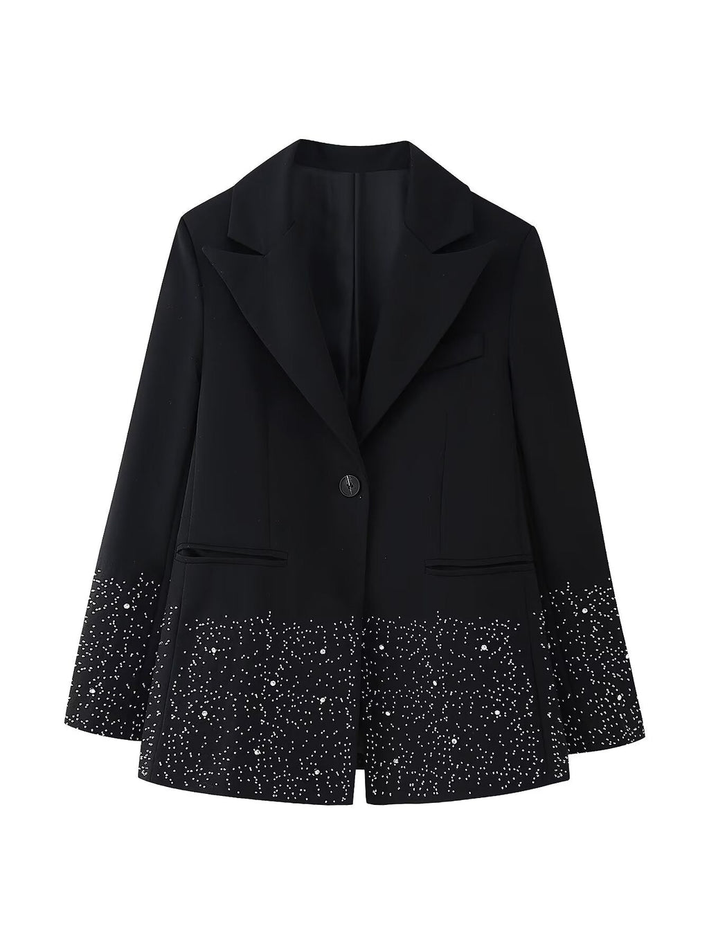 Spring Women Casual Artificial Jewelry Inlaid Embroidered Blazer High Waist Shorts Set