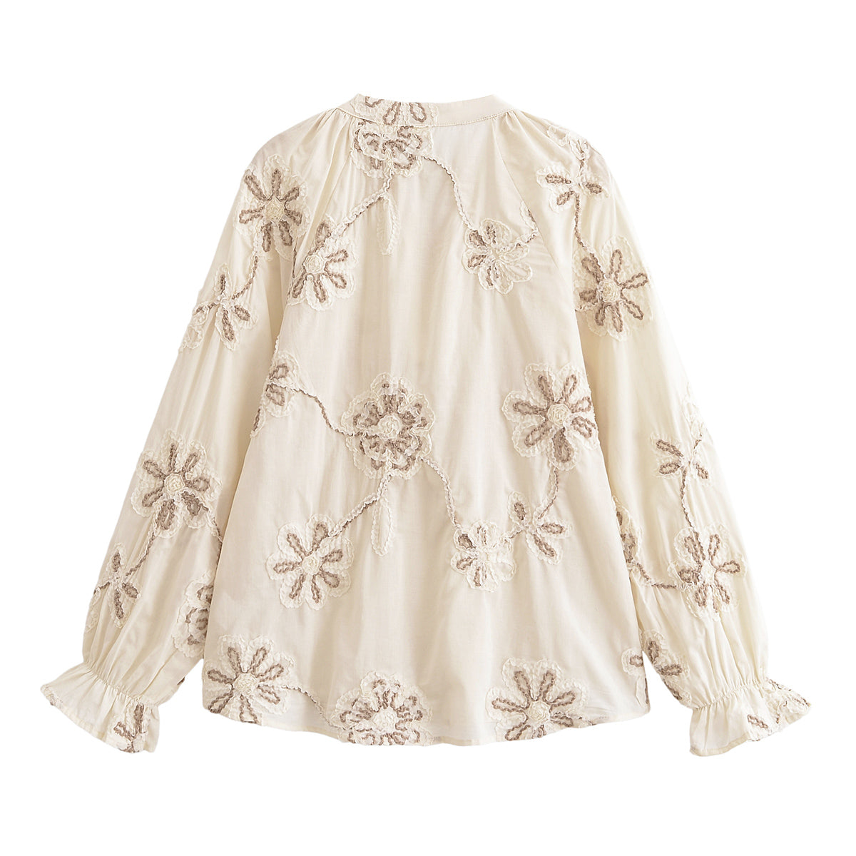Women Clothing Spring Sweet Floral Embroidered Mini Shirt