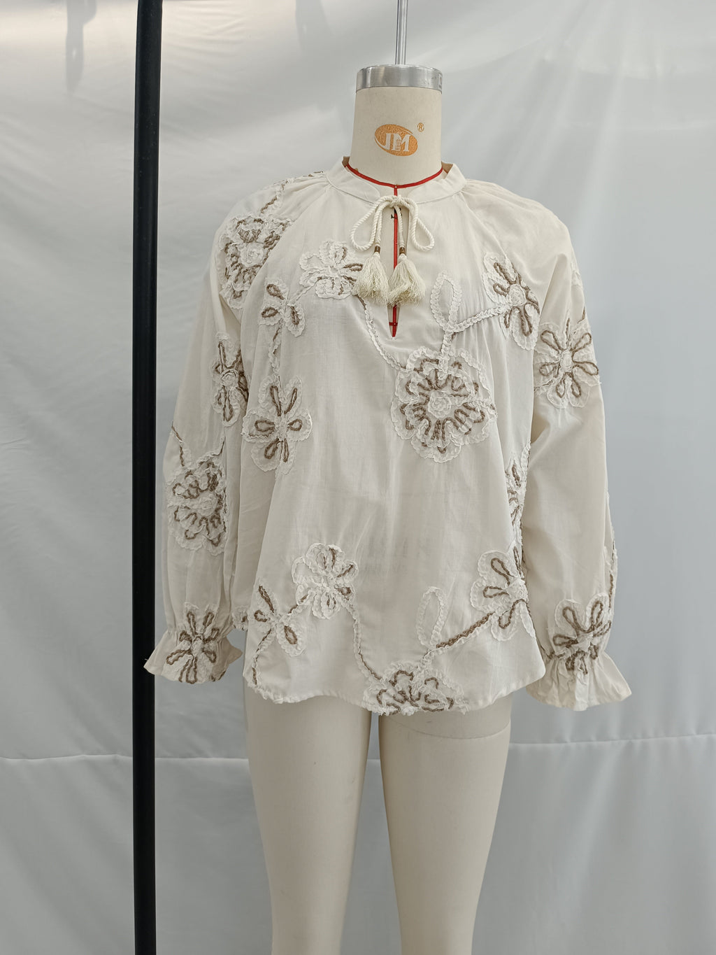 Women Clothing Spring Sweet Floral Embroidered Mini Shirt