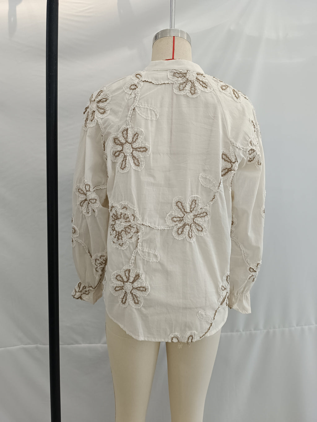 Women Clothing Spring Sweet Floral Embroidered Mini Shirt