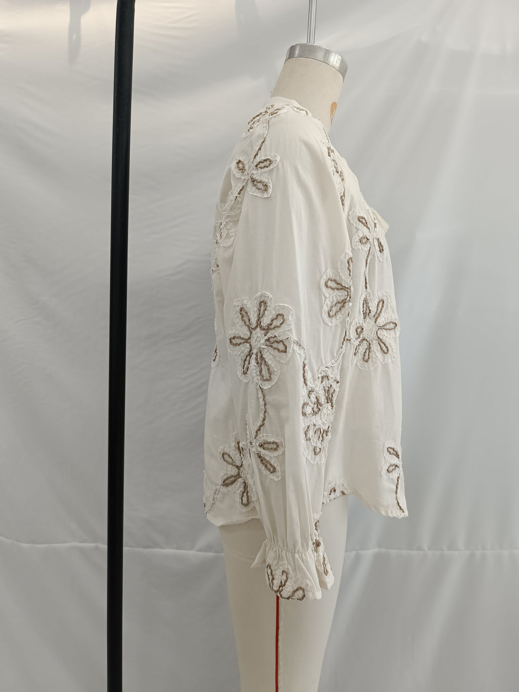 Women Clothing Spring Sweet Floral Embroidered Mini Shirt