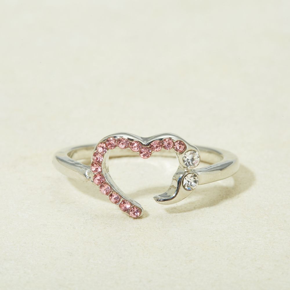 PINK HEART SEMICOLON RING