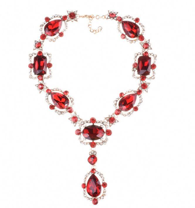 Exaggerated Jewelry Alloy Glass Crystal Clavicle Chain Temperamental Popular Inlaid Jewel Water Drop Necklace