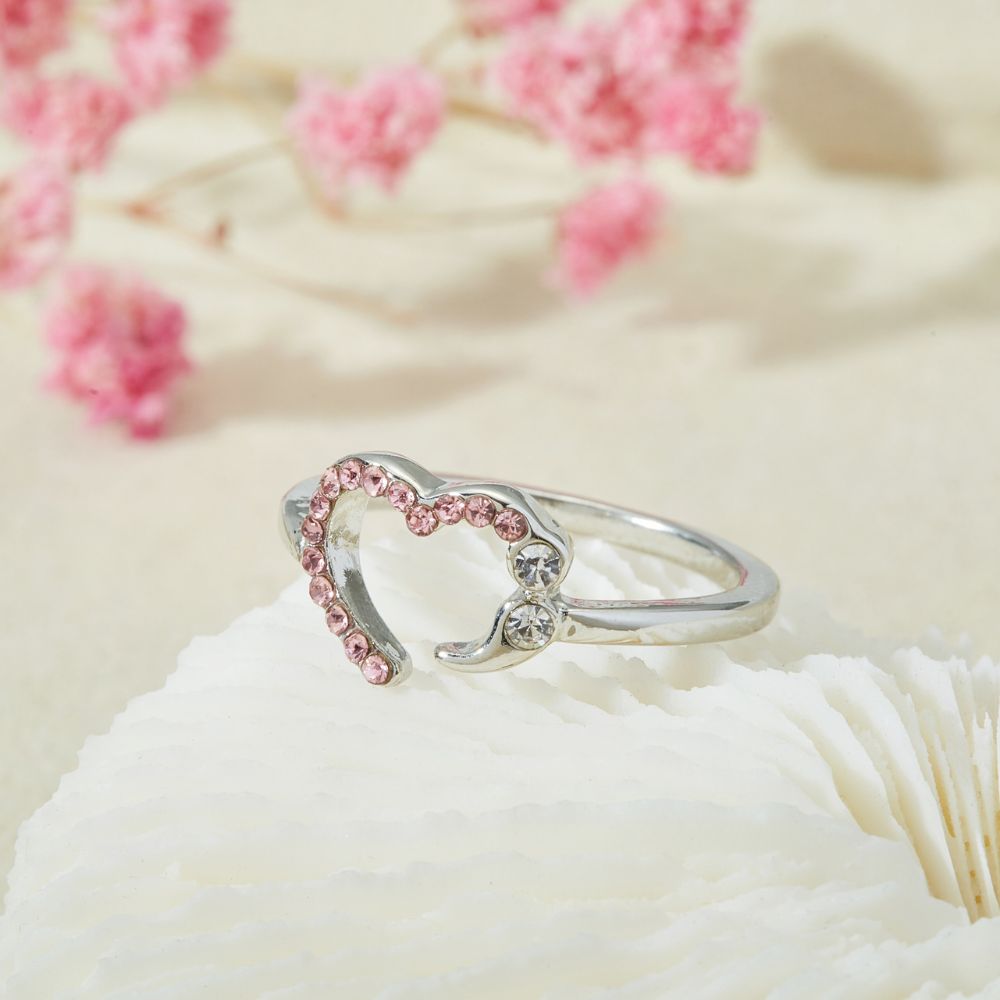 PINK HEART SEMICOLON RING