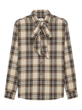 Saint Laurent Women Cassandre Lavallière Shirt In Cotton Tartan