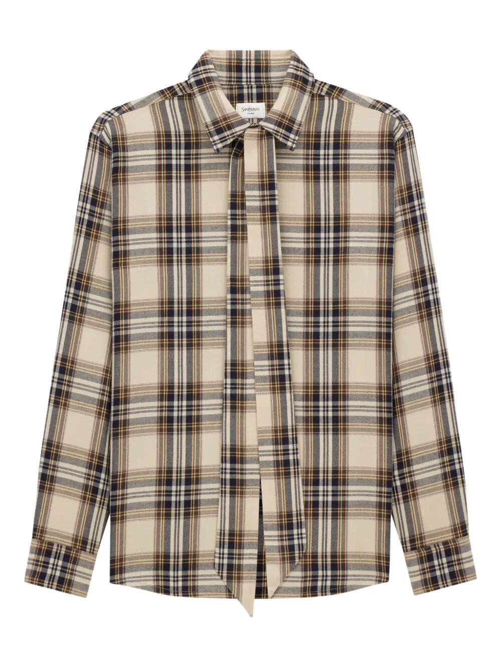 Saint Laurent Women Cassandre Lavallière Shirt In Cotton Tartan