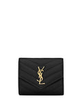 Saint Laurent Women Cassandre Matelassé Tri-Fold Wallet In Grain De Poudre Leather