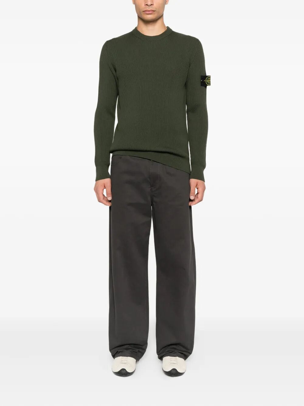 Stone Island Men Knit Crewneck Sweater In Full Rib Rws Wool