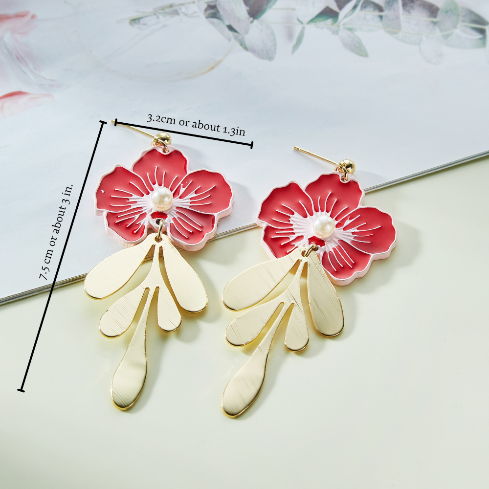 RED BLOSSOM EARRINGS (PAIR)