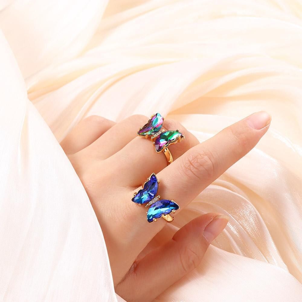 CRYSTAL BUTTERFLY RINGS (ADJUSTABLE)