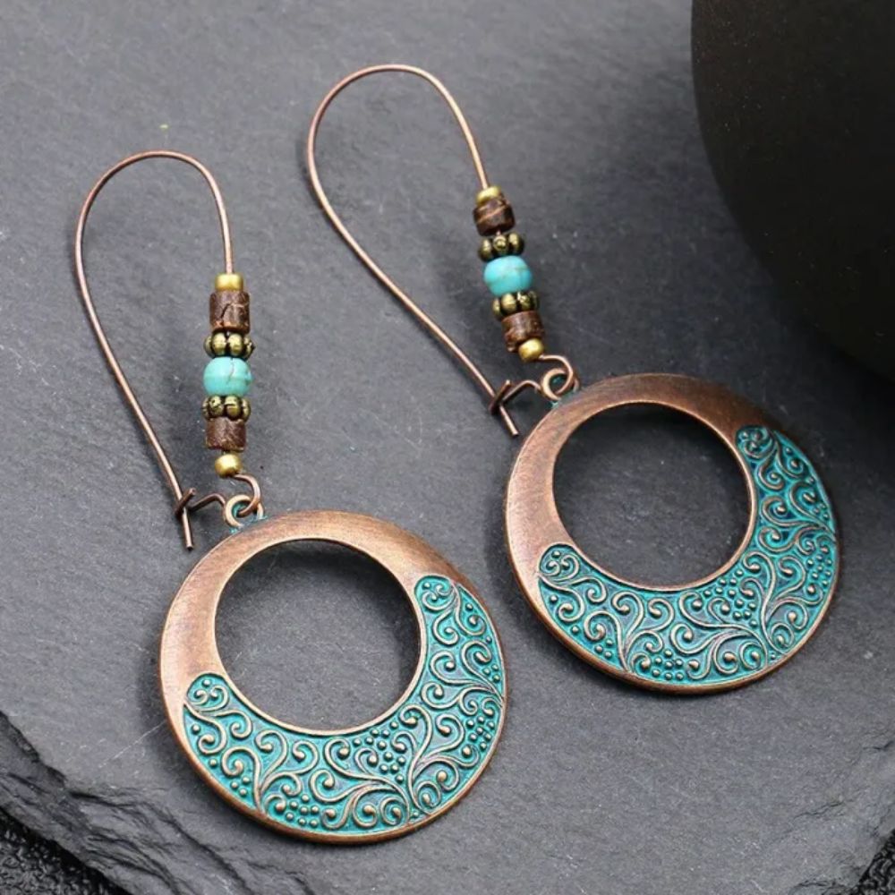 BOHO ROUND TURQUOISE EARRINGS