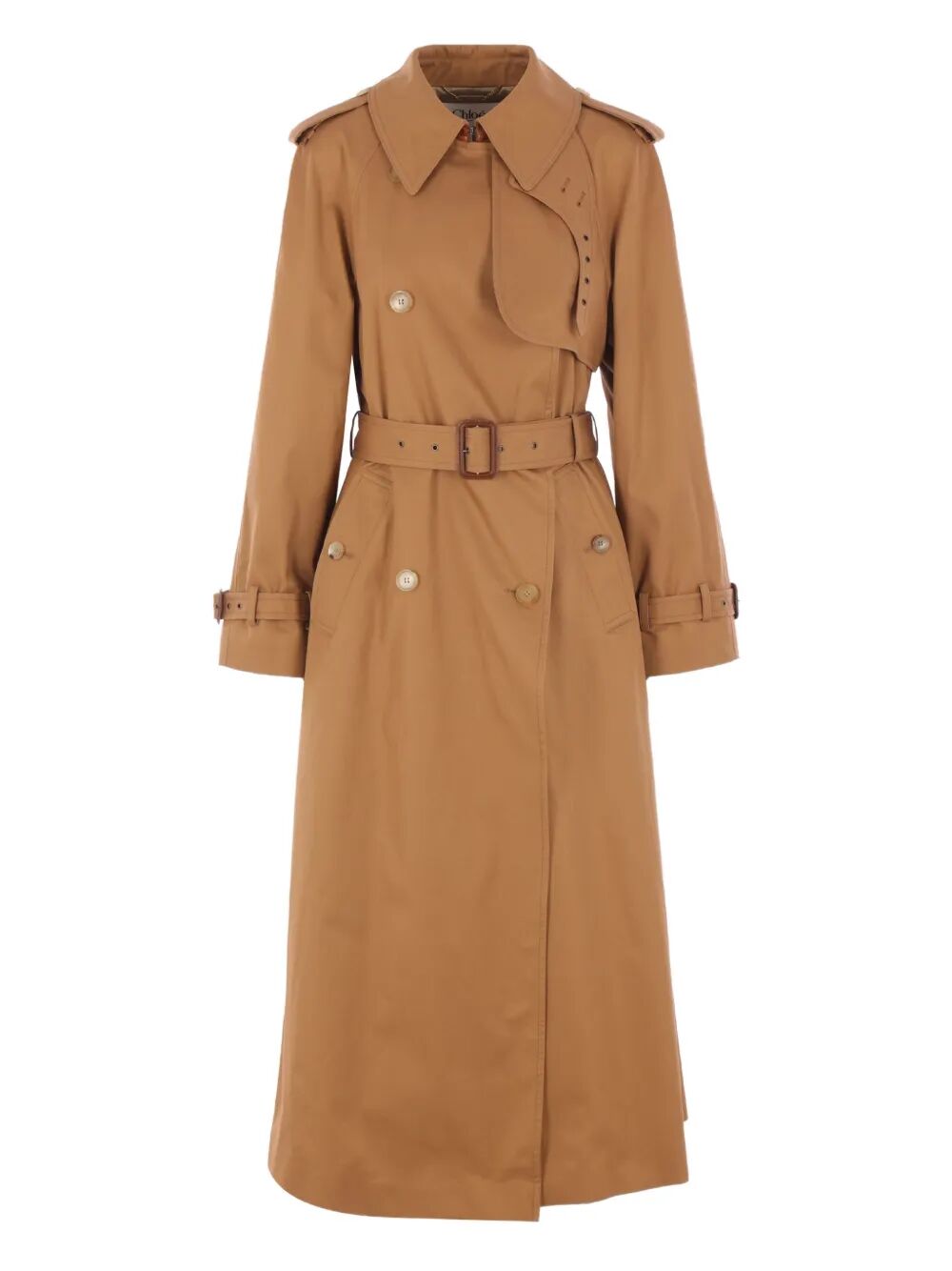 Chloe Women Cotton Gabardine Belted Long Trench Coat