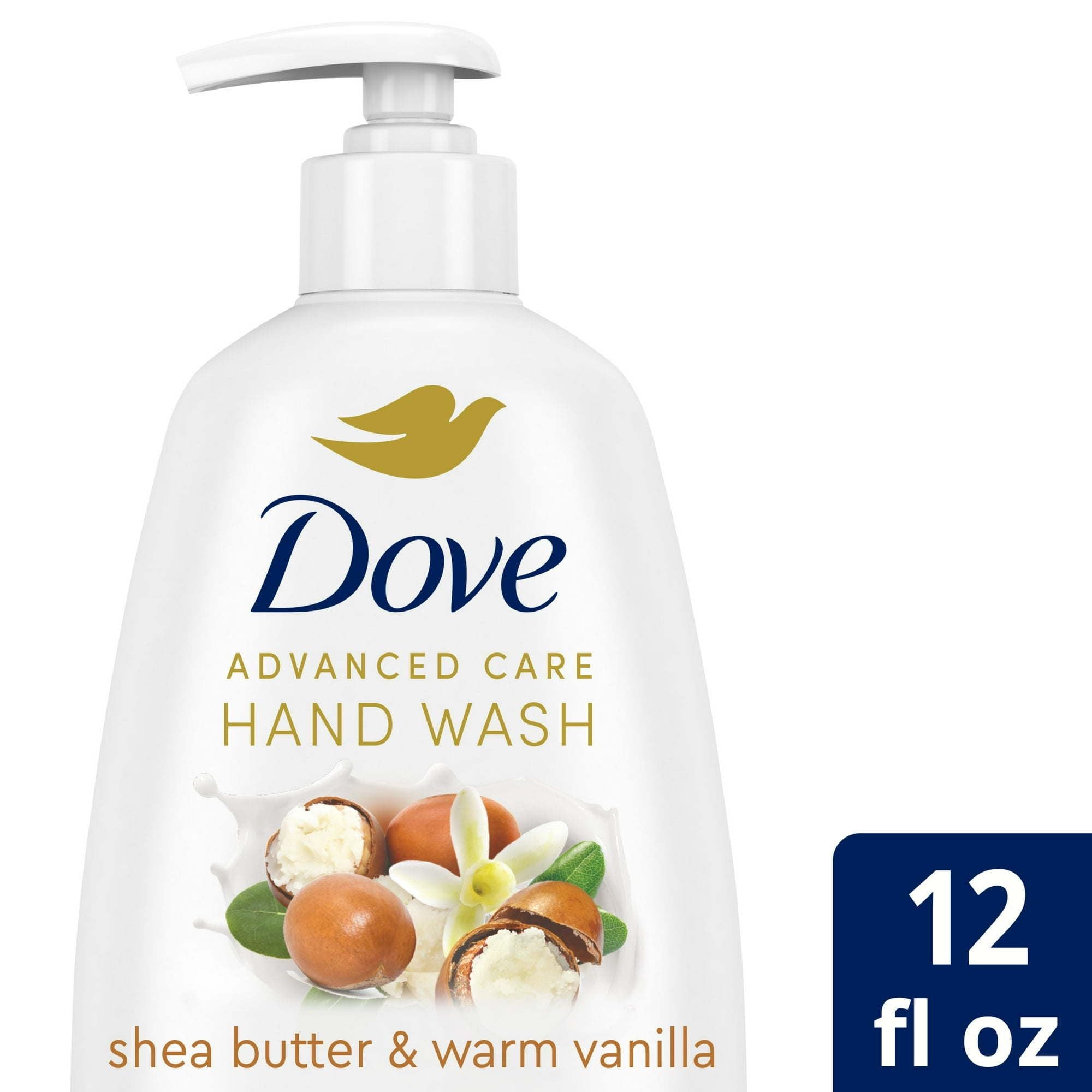 (4 pack) D ove Advanced Care Women's Hand Soap All Skin Shea Butter & Warm Vanilla, 12 oz