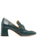 Teal Leather Lock Heel Loafer