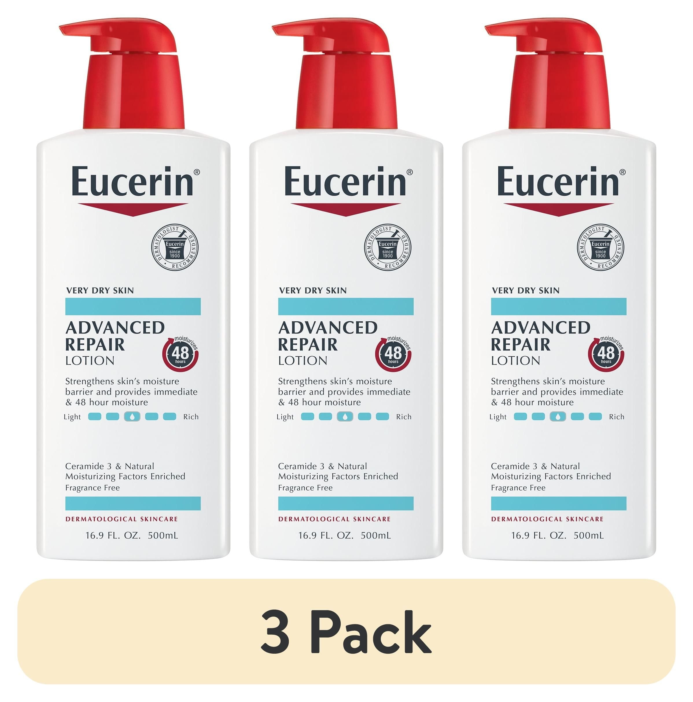 (3 pack) Eucerin Advanced Repair Body Lotion, Fragrance Free, 16.9 fl oz Bottle