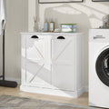 Two-Compartment Tilt-Out Laundry Sorter Cabinet-White