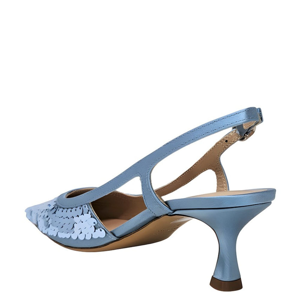 Roberto Festa Blue Sequence Snip Toe Slingback Heel