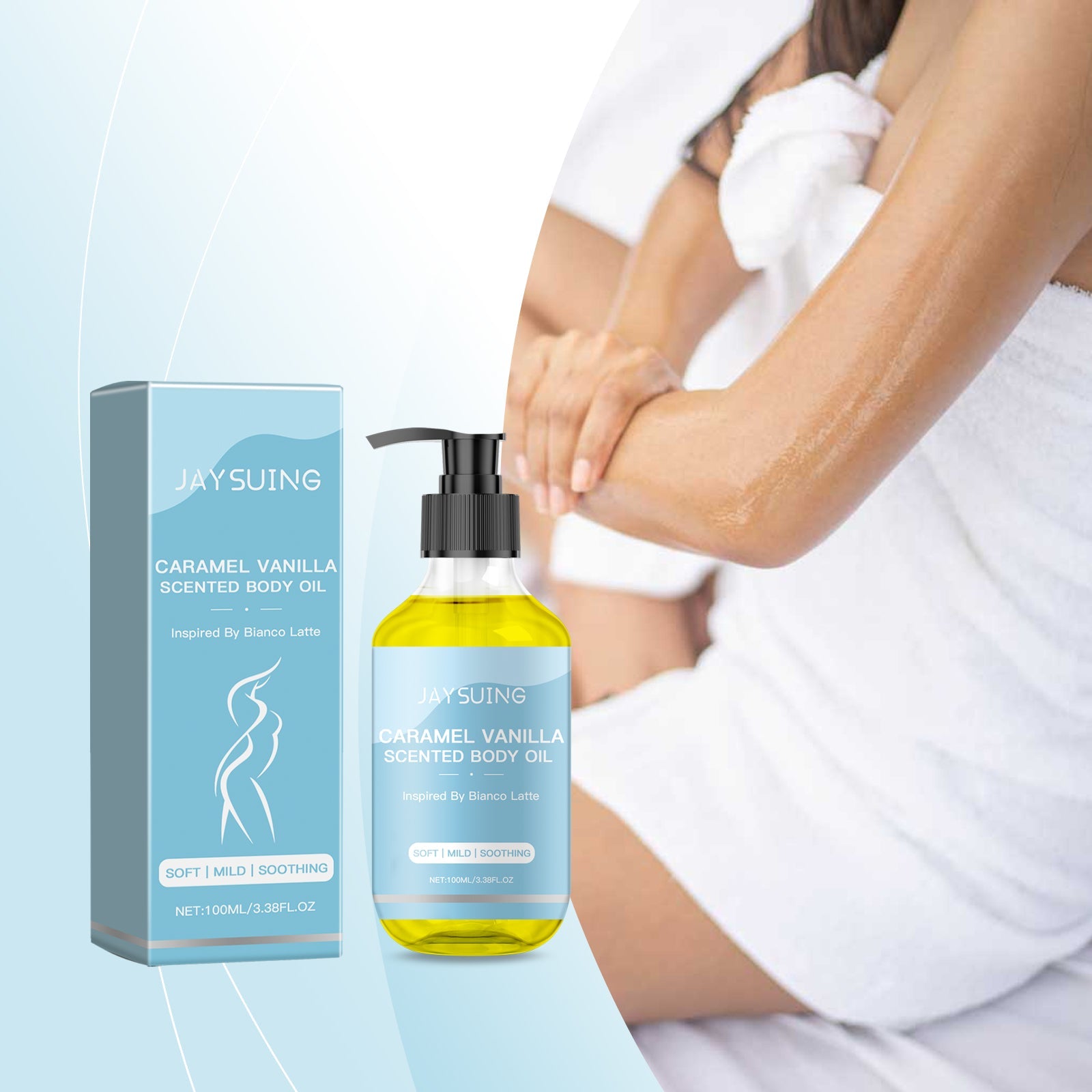 Caramel Vanilla Body Oil, Moisturizing And Moisturizing Body And Skin Massage Oil