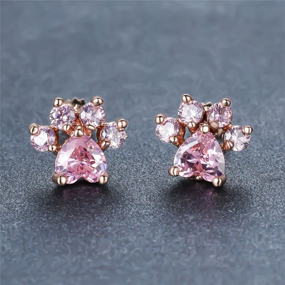 CRYSTAL CAT PAW EARRINGS (PAIR)