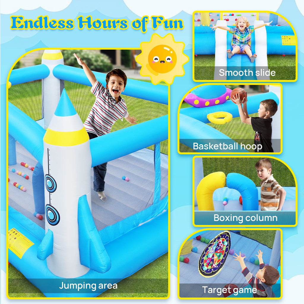 Multifunctional Jump 'n Slide Inflatable Bouncer for Kids Complete Setup with Blower - 198' x 180' Play Area - 96' Tall