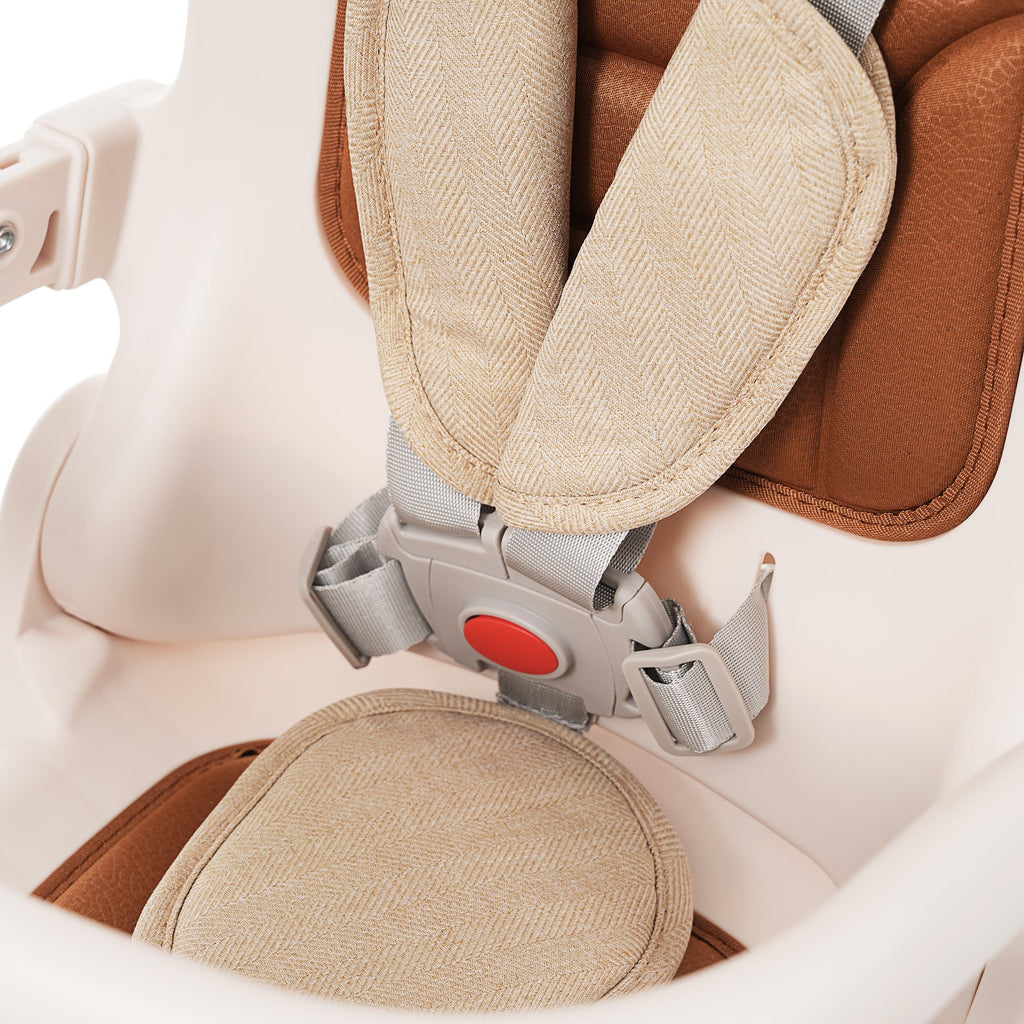 7 in 1 Baby Tricycle, Foldable Toddler Tricycle with Removable and Adjustable Parent Handle, Toddler Push Bike with Removable Pedal, Canopy, and Guardrail, Tricycle for 12-72 Months, light brown