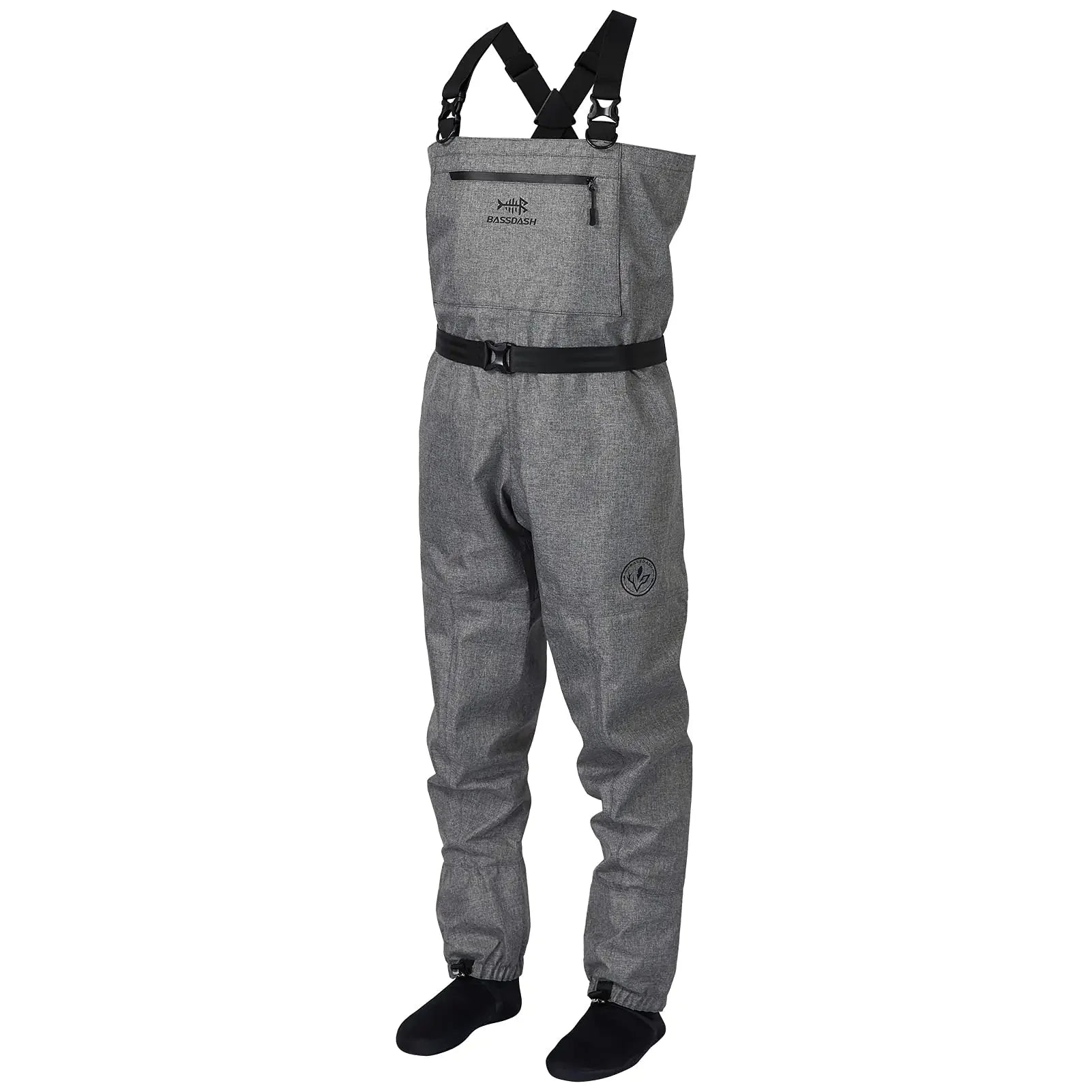 BASSDASH IMMERSE Breathable Ripstop Stocking Boot Foot Fishing Hunting Waders Lightweight Grey Camo Chest Wader for Men Women